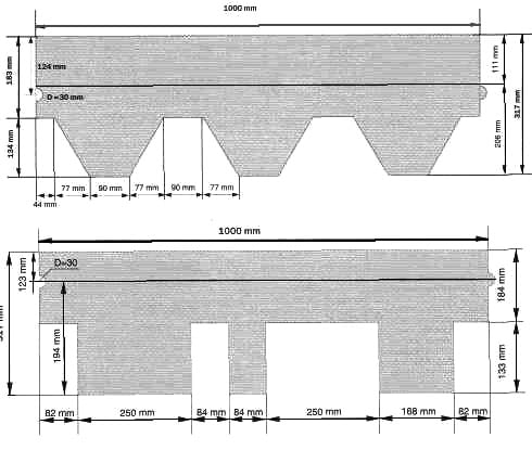 Рис.1. Формы рядовой черепицы Ruflex, Katepal, Tegola 1 - KL «КЛ», JAZZY «ДЖАЗИ», KATRILLI «КАТРИЛЛИ»; 2 - ROCKY «РОКИ»